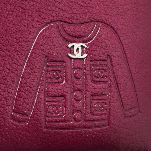 Chanel Purple Leather Jacket Embossed L Yen Wallet - Picture 4 of 10
